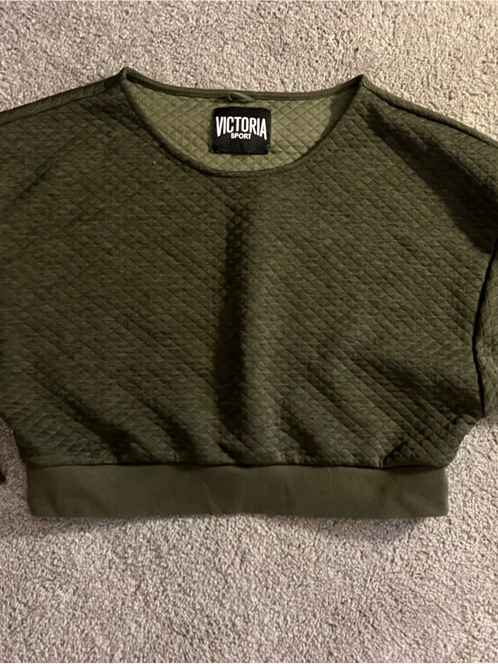 Victoria's Secret Olive Quilted Crop Sweatshirt